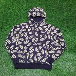 NIKE Hoodie Medium 22x24 Baggy Cropped All-Over-Print